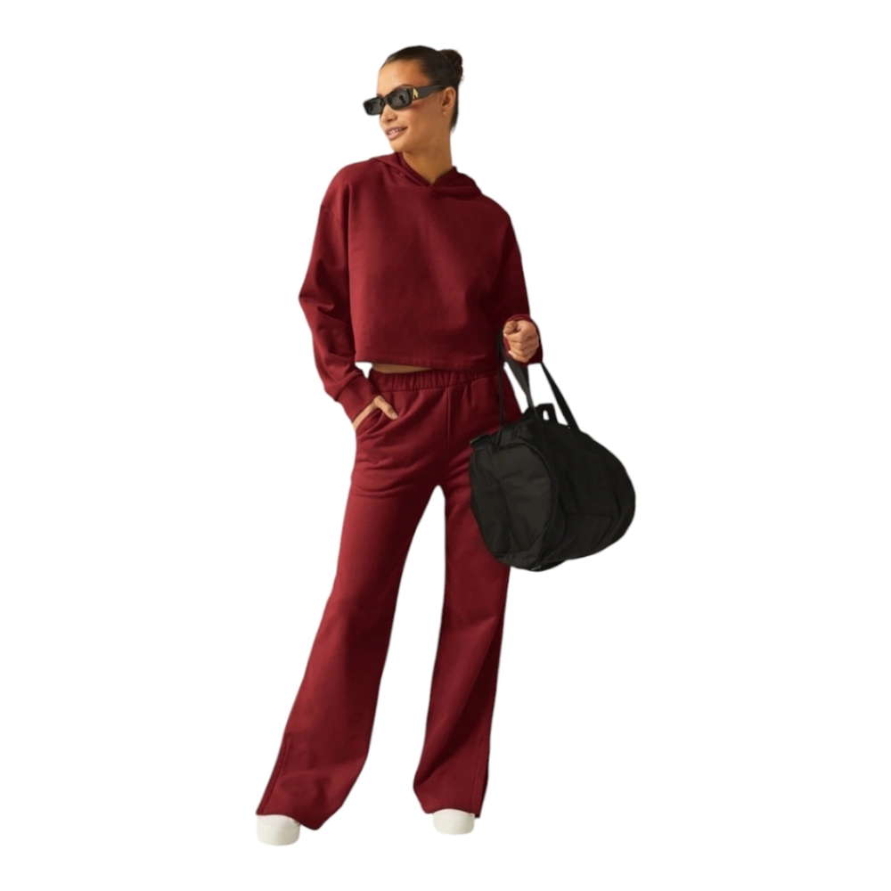 Beyond Yoga Maroon Cropped Hoodie